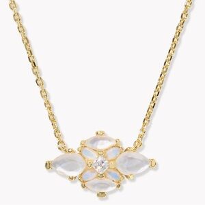 kendra scott abbie gold neutral mix crystal short pendant necklace